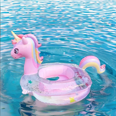 Colac gonflabil Unicorn Rainbow cu suport pentru copii, multicolor [3]