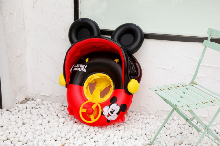 Colac inot gonflabil cu volan, acoperis si suport pentru copii Mickey Mouse [4]