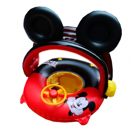 Colaci, piscine si accesorii inot - Colac inot gonflabil cu volan, acoperis si suport pentru copii Mickey Mouse