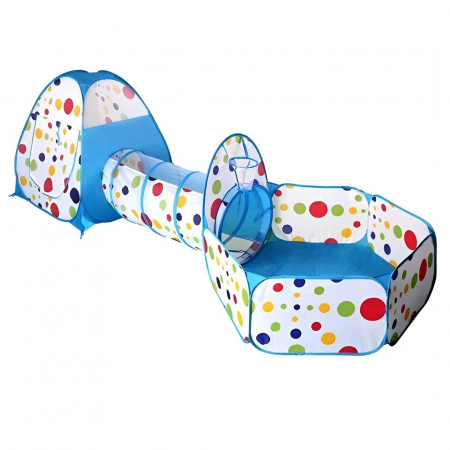 Corturi - Cort de joaca 3 in 1 ideal pentru copii, format din cort, tunel intermediar si piscina, albastru