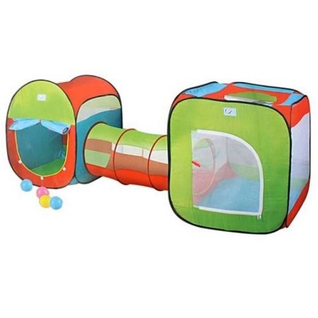Cort de joaca cu tunel 3 in 1 Supertent, 100 de bile multicolore incluse, multicolor [1]