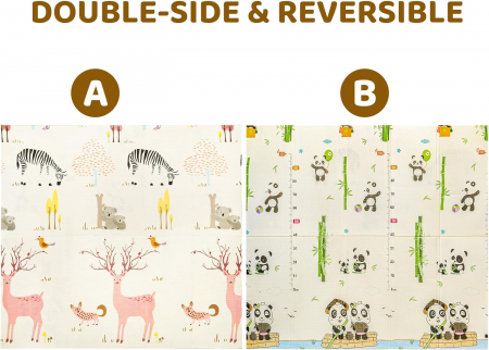 Covoras de joaca termic 180x200 cm pliabil cu doua fete Animale Salbatice [1]