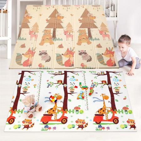 Covoras de joaca termic 180x200 cm pliabil cu doua fete Girafa si Vulpea [1]