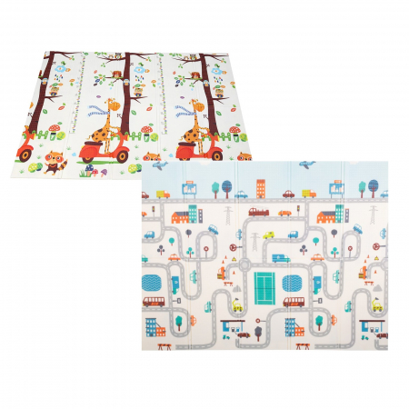 Covoras de joaca termic 180x200 cm pliabil cu doua fete Oras si Vulpe [0]