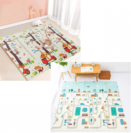 Covoras de joaca termic 180x200 cm pliabil cu doua fete Oras si Vulpe [1]