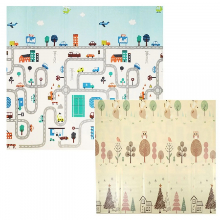 Covoras de joaca termic 180x200 cm pliabil cu doua fete Padure si Oras [0]