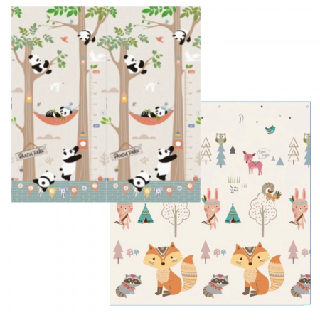 Covoras de joaca termic 180x200 cm pliabil cu doua fete Ursul Panda si Vulpea [0]