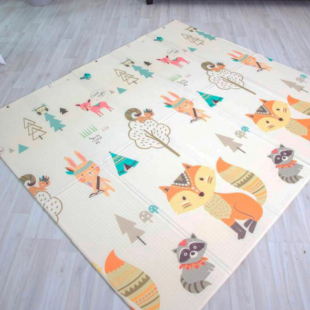 Covoras de joaca termic 180x200 cm pliabil cu doua fete Ursul Panda si Vulpea [3]