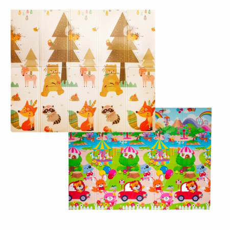 Covoras de joaca termic 180x200 cm pliabil cu doua fete Vulpea si Parcul de Distractii [0]