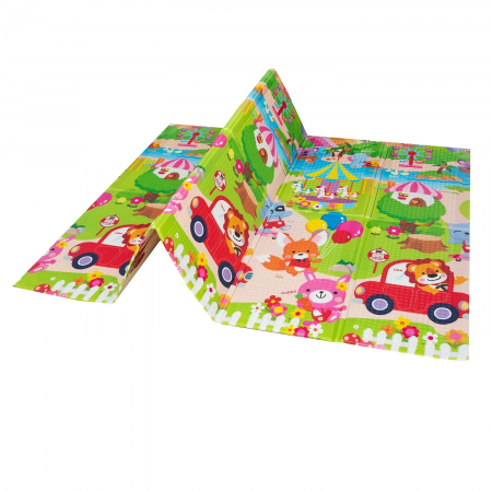 Covoras de joaca termic 180x200 cm pliabil cu doua fete Vulpea si Parcul de Distractii [3]