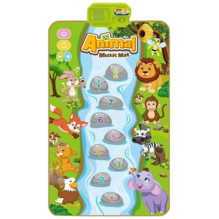 Jucarii - Covoras muzical interactiv cu Animale, 27 sunete si cantece, 80x50 cm, multicolor