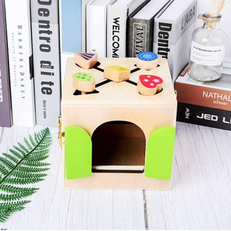 Cub educativ Montessori din lemn cu incuietori si labirint, multicolor [3]