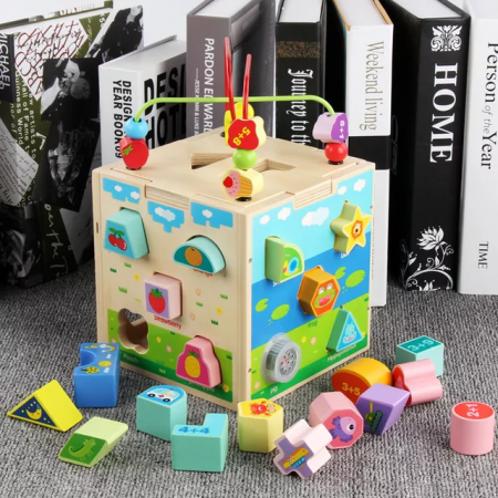 Cub sortator educativ din lemn Ohye, 23 piese, multicolor [4]
