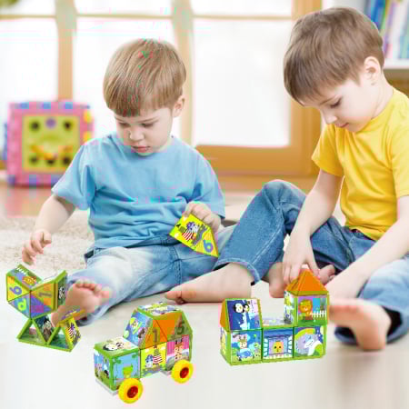 Joc constructiI magnetice si puzzle Magnetic Cubes, 29 piese [1]