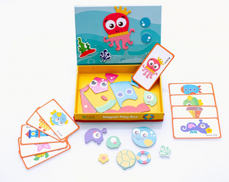 Cutie cu puzzle Magnetic Play Box Animale Marine, 72 piese, multicolor [1]