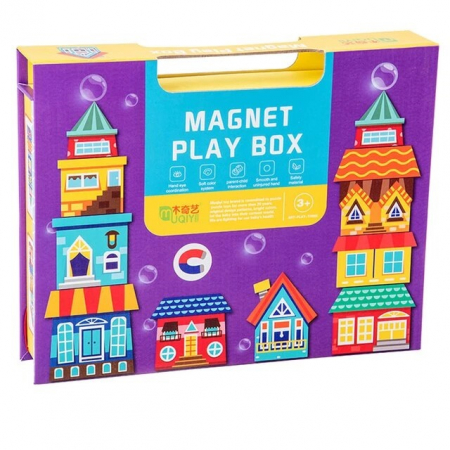 Cutie cu puzzle Magnetic Play Box Constructii, 74 piese, multicolor [0]