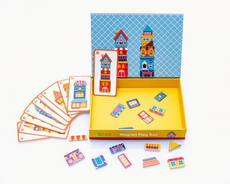 Cutie cu puzzle Magnetic Play Box Constructii, 74 piese, multicolor [1]