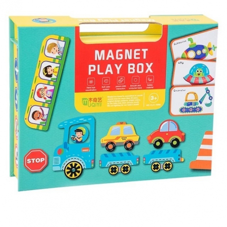 Cutie cu puzzle Magnetic Play Box Vehicule, 75 piese, multicolor [0]
