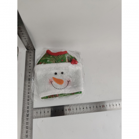 Cutie Decorativa pentru Servetele, Model Om de Zapada, Tematica Craciun, Verde [1]