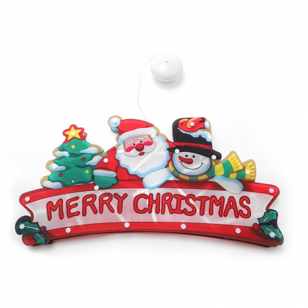 Decoratiune de Craciun pentru fereastra , Merry Christmas, cu LED-uri, alb cald [2]