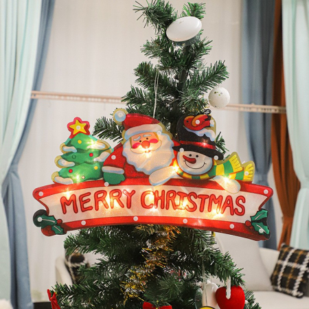 Decoratiune de Craciun pentru fereastra , Merry Christmas, cu LED-uri, alb cald [4]
