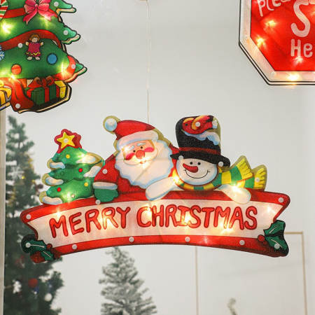 Decoratiune de Craciun pentru fereastra , Merry Christmas, cu LED-uri, alb cald [3]