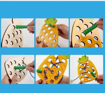 Fructe din lemn de snuruit  cu siret Caterpillar Eats, multicolor [3]