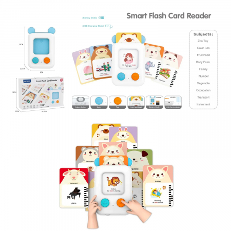 Jucarie educativa cititor carduri Smart Flash Card Reader, 144 carduri, multicolor [1]