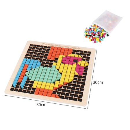 Joc creativ din lemn Fun Puzzle Pixel, 370 piese, multicolor [5]