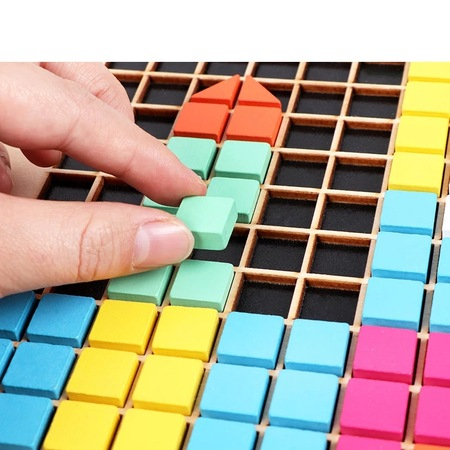 Joc creativ din lemn Fun Puzzle Pixel, 370 piese, multicolor [3]