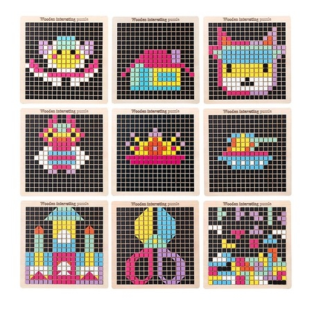 Joc creativ din lemn Fun Puzzle Pixel, 370 piese, multicolor [2]