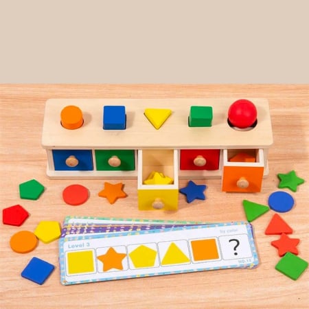 Joc Montessori Sortator cu sertare, forme si culori, multicolor [2]