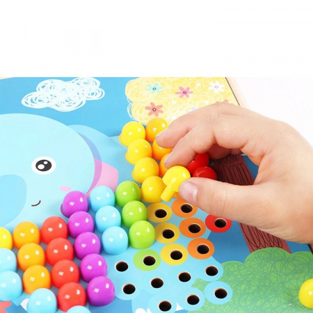 Joc de creatie tip mozaic pixel din lemn cu pini peg, multicolor, 200 piese [1]