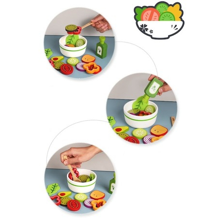 Joc de rol din lemn, Salata de fructe feliate sau legume taiate, 21 piese, multicolor [5]