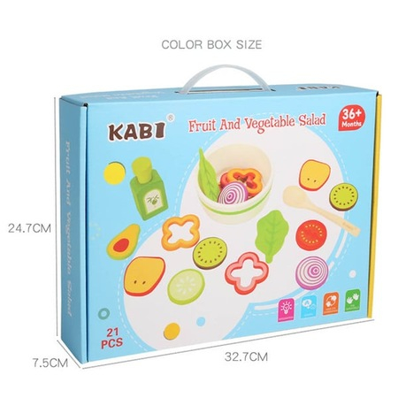 Joc de rol din lemn, Salata de fructe feliate sau legume taiate, 21 piese, multicolor [7]