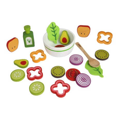 Joc de rol din lemn, Salata de fructe feliate sau legume taiate, 21 piese, multicolor [1]
