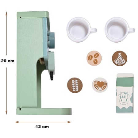 Joc de rol Montessori din lemn Espressor de Cafea cu accesorii, 8 piese, multicolor [4]