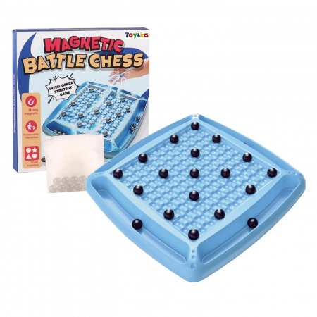 Jocuri societate - Joc de Strategie Magnetic cu bile Battle Chess, 32 bile, albastru