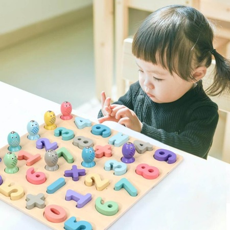 Puzzle 3D lemn Cifre si joc pescuit 2 in 1 [2]