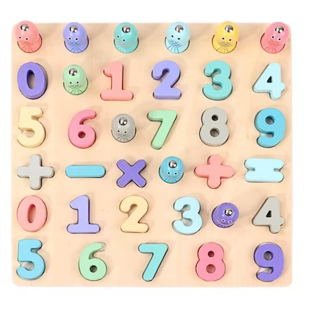 Puzzle 3D lemn Cifre si joc pescuit 2 in 1 [0]
