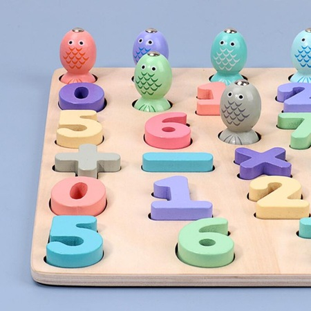 Puzzle 3D lemn Cifre si joc pescuit 2 in 1 [1]