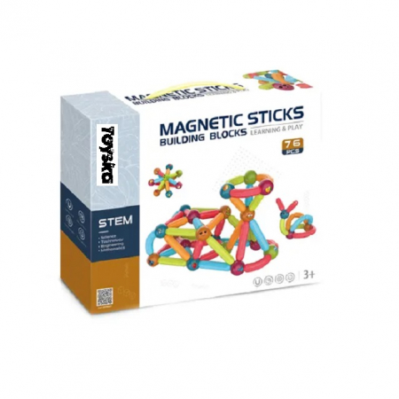 Joc educativ constructii magnetice Magnetic Sticks cu animale, 76 piese, multicolor [3]