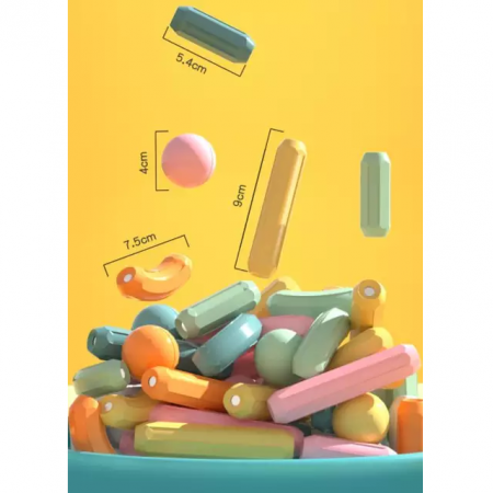 Joc educativ constructii magnetice Sticks Building, 116 piese, multicolor [6]