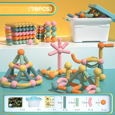 Joc educativ constructii magnetice Sticks Building, 78 piese, multicolor [2]
