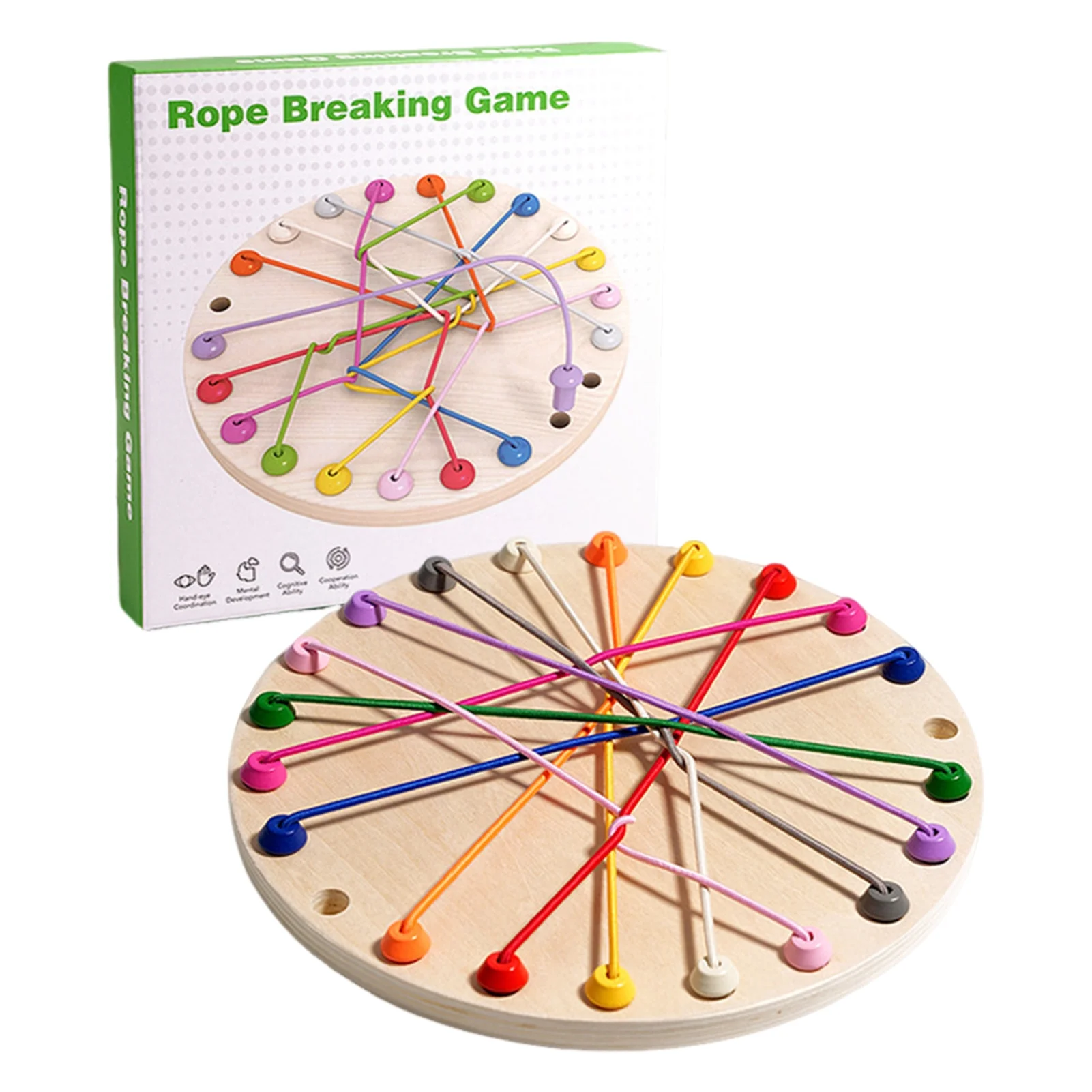 Jucarii educative si creative - Joc educativ de Logica din lemn Rope Challenge, multicolor