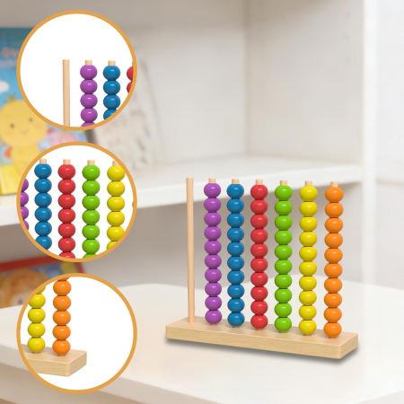 Joc Educativ de sortare și stivuire din lemn după culoare, multicolor [3]