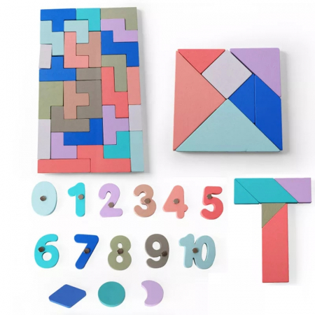 Joc educativ din lemn 5 activitati Various Puzzle Toy, multicolor [5]