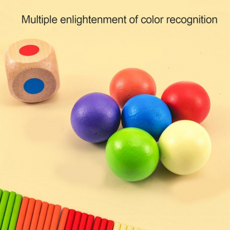 Joc educativ din lemn pentru copii, Wooden Stick Dice Game [4]