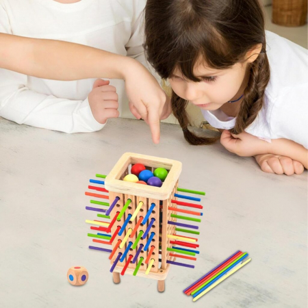 Joc educativ din lemn pentru copii, Wooden Stick Dice Game [3]