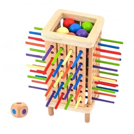 Jucarii Montessori din lemn - Joc educativ din lemn pentru copii, Wooden Stick Dice Game